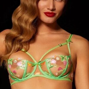 Honey Birdette Lottie Bra Green 34G